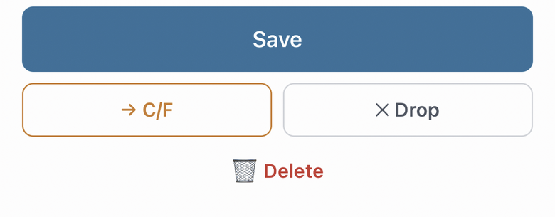 Edit screen with the carry-forward button